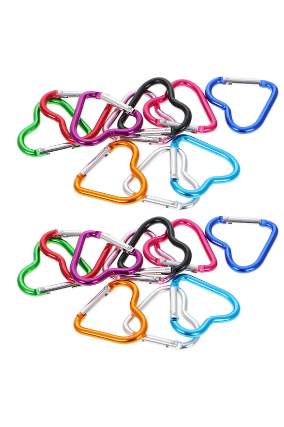 20pcs Heart Carabiner Clip Heart Shaped Key Ring Cute Carabiner Keychain Small Spring Snap Hooks Mini Metal Heart Buckle For Keys Craft Diy Purse Handbag Hardware Accessories