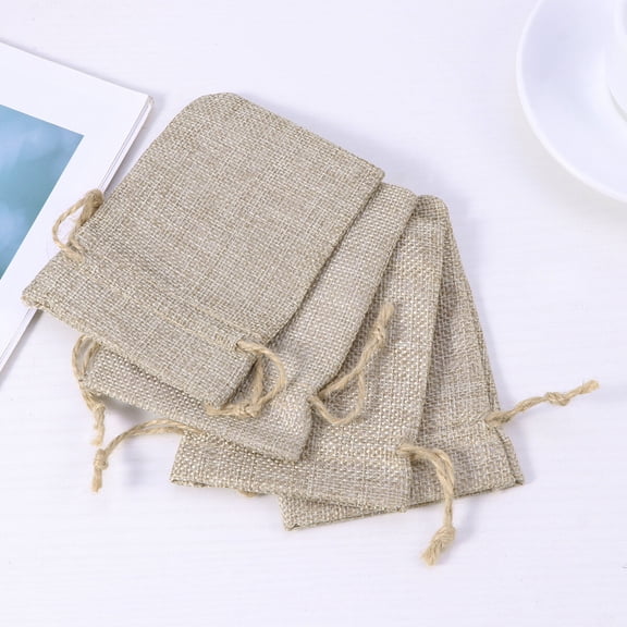 WHAMVOX 20pcs Linen Drawstring Bag Small Simple Storage Pouch for Gifts Jewelry Present (9x12cm)