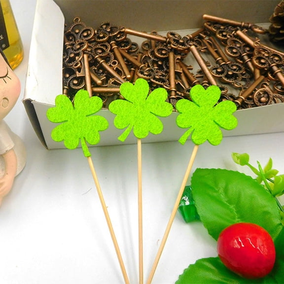 WHAMVOX 20pcs St. Patrick's Day Cake Topper Felt Cake Picks for Wedding Birthday Party Decoration (Green)