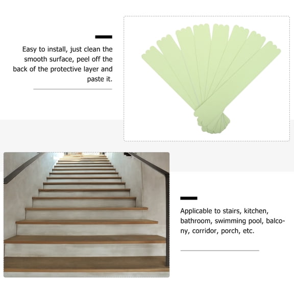 FESTFENDS Anti Skid Tape Strip Light Green PEVA 24Pcs 14.93X0.79X0.04in