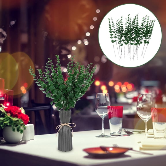 WHAMVOX 24Pcs Eucalyptus Stems Artificial Eucalyptus Leaves Eucalyptus Leaves Branches Faux Plants
