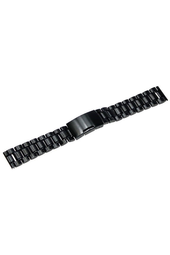 24mm Stainless Steel Bracelet Watch Band Strap Straight End Solid Links (Black)