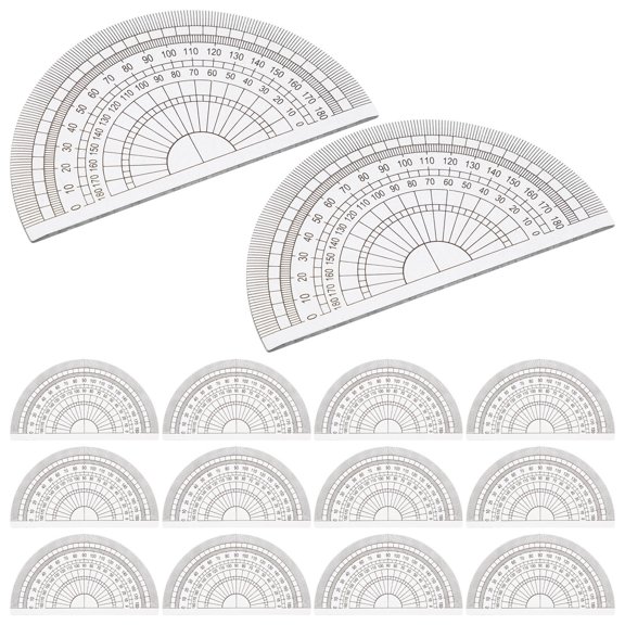 KHBUAB 24Pcs Multiuse Clear Plastic Protractors for Accurate Angle Measurement