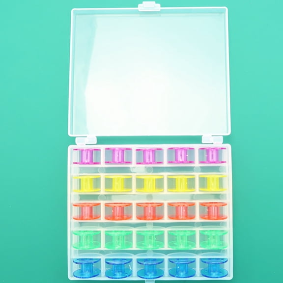 WHAMVOX 25 Pcs Embroidery Sewing Machine Bobbin Box Bobbins for Sewing 11.50X9.50X2.00CM
