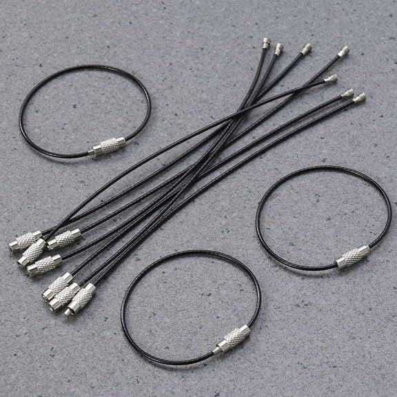 WHAMVOX 25 Pcs Key Ring Keychain Wire Rings Keychains Loop Tabs Black