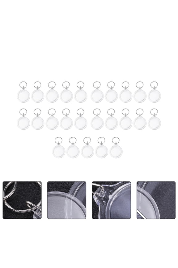 25PCS Clear Blank Photo Keyrings Custom Round Picture Frame Keyring