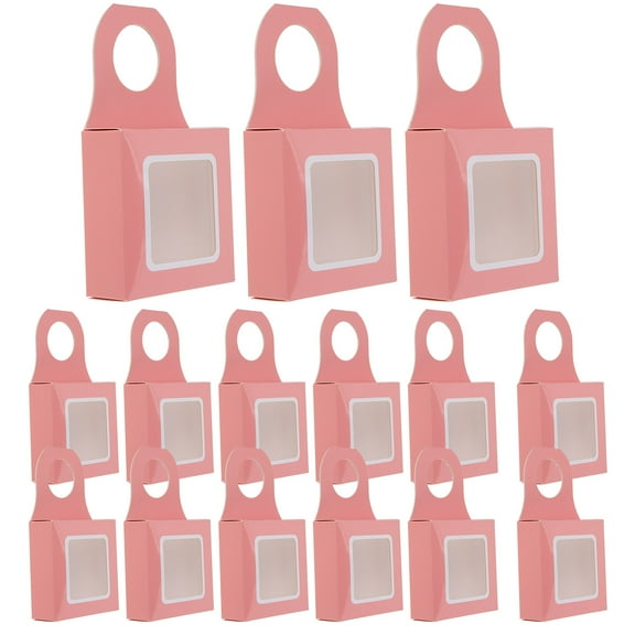 WHAMVOX 25Pcs Pink Square Paper Gift Box for Wine Bottle Packaging