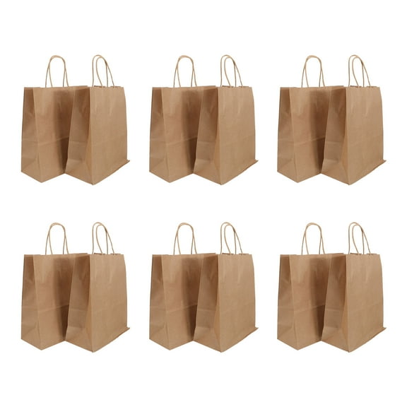 ROMANSENTIAL 25Pcs Practical Khaki Tote Paper Bags for Party Presents and Retail Merchandise