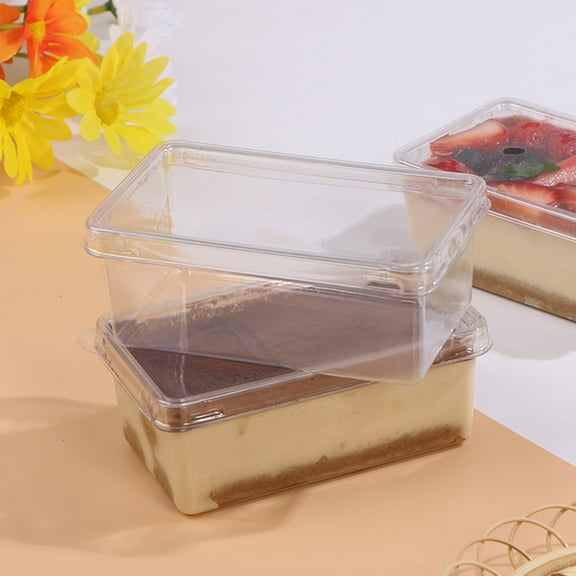 WHAMVOX 25pcs Transparent Cake Slice Containers with Lid Stackable PET Boxes for Home Tiramisu and Desserts