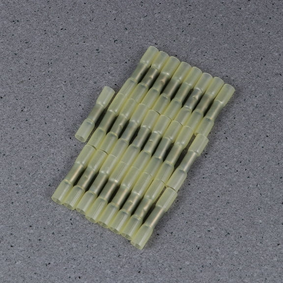 WHAMVOX 25pcs Waterproof Heat Shrink Insulated Butt Wire Crimp Connectors Crimp Terminals 1.5-2.5mm (Yellow)