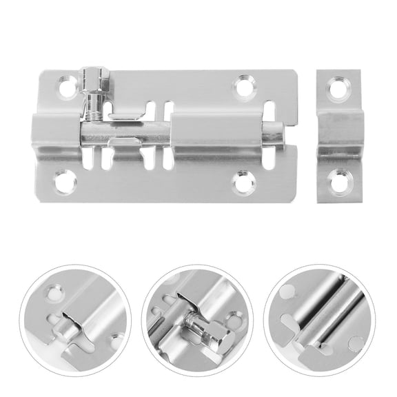 WHAMVOX 2PC Door Security Slide Latch Lock with Solid Heavy Duty Steel Safe Private Brushed Nickle Finish Door Latch Sliding Lock (Silver)