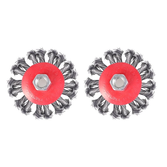 WHAMVOX 2PCS 4 Inch Steel Wire Wheel Brush Wire Wheel Rust Grinding Wheel(Red)