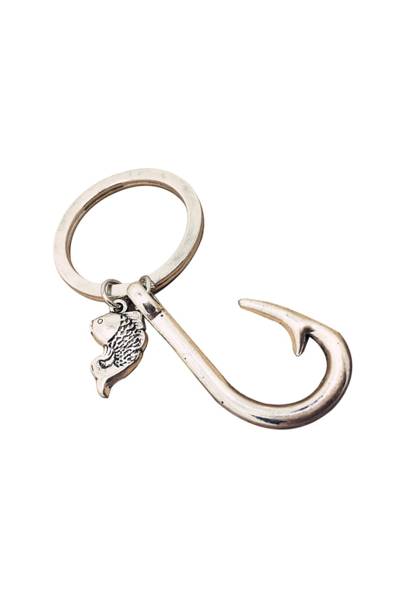 2PCS Creative Fishing Hook Keyrings Car Key Pendants Bag Hanging Decorations Birthday Gift