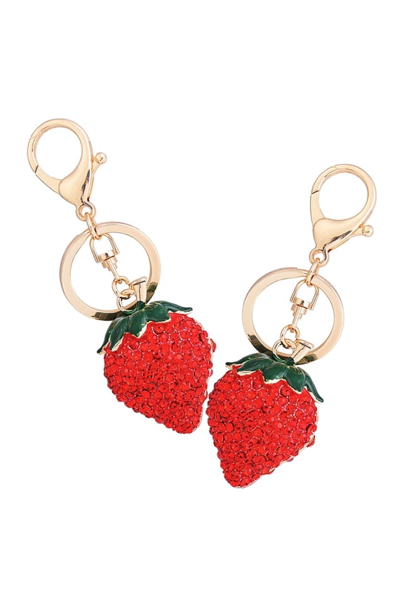 2PCS Strawberry Keychain Adorable Keychain Backpack Keychain Decor Fruit-Shaped Keychain Bag Pendant Handbag Charm for Women and Girls