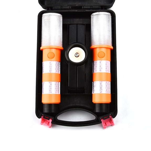 WHAMVOX 2-Pack Magnetic Portable LED Roadside Safety Strobe Lights with Detachable Stand, Warning Signal Alert SOS Lamps in Orange