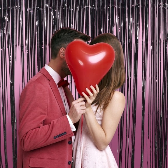 WHAMVOX 2Pcs Black Fringe Curtains Elegant Hanging Decoration for Engagement Party Wedding Baby Shower Holiday Celebration 100In Width