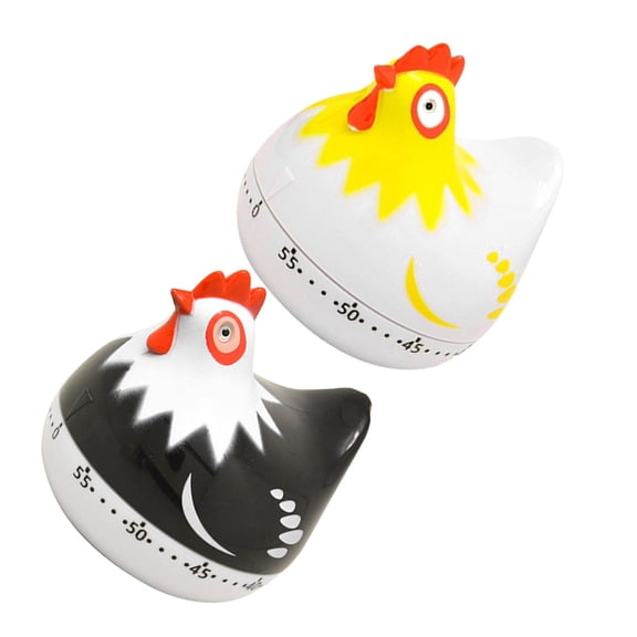 WHAMVOX 2Pcs Black Plastic Mechanical Timer For Cooking Kitchen Egg Timers Small And Accurate