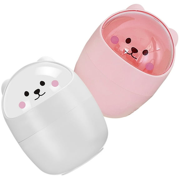 FESTFENDS Cute Desktop Trash Bin Clamshell Design Easy to Open 2Pcs 15.5x4.3in