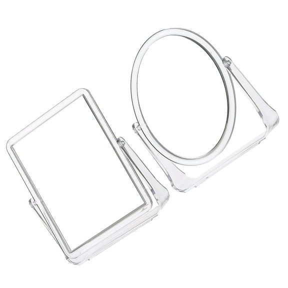 WHAMVOX 2Pcs Desktop Rotary Mirrors Makeup Double-side Mirror Home Vanity Mirror (White)