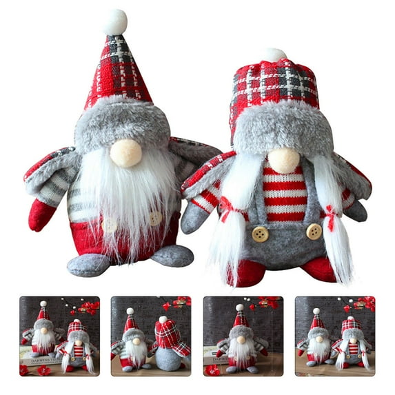 WHAMVOX 2Pcs Gnome Dolls Assorted Color Round Face Bearded for Home Adornment