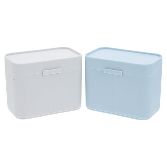 WHAMVOX 2Pcs Gray Light Blue Rectangular Nail Tool Storage Box for Home Beauty Salon