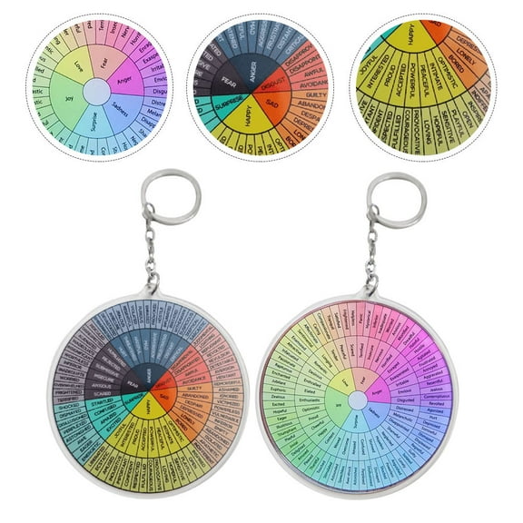 WHAMVOX 2-Pack Metal Emotion Wheel Keychain Set, Decorative Hanging Key for Bags, Keys, and Accessories