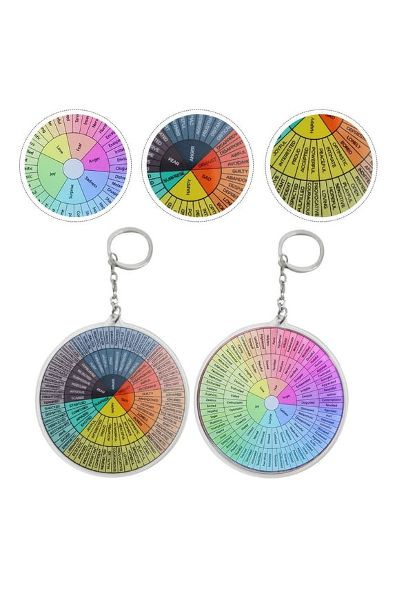 2-Pack Metal Emotion Wheel Keychain Set, Decorative Hanging Key for Bags, Keys, and Accessories