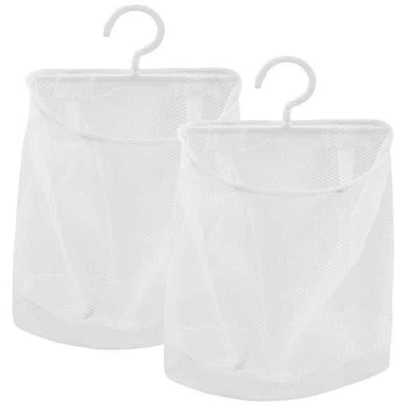 WHAMVOX 2Pcs Hanging Mesh Bag for Kitchen Breathable White Polyester 11.4x11.4x0.39in