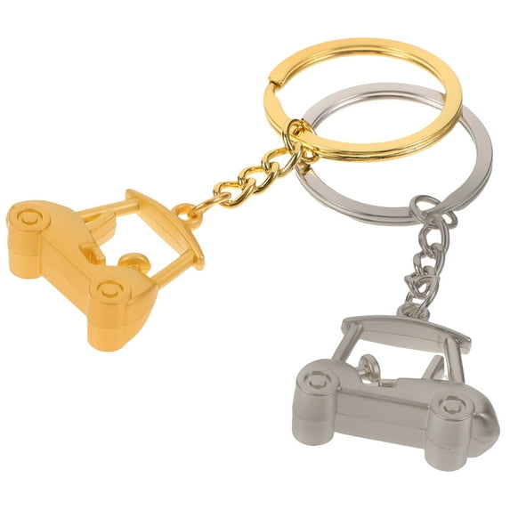 WHAMVOX 2Pcs Key Ring Delicate Design Metal Keychain for Golf Cart Theme
