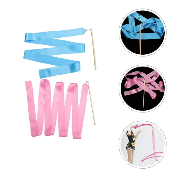 WHAMVOX Gymnastics Ribbon Blue Silk 2Pcs 78.60X2.36X0.39in
