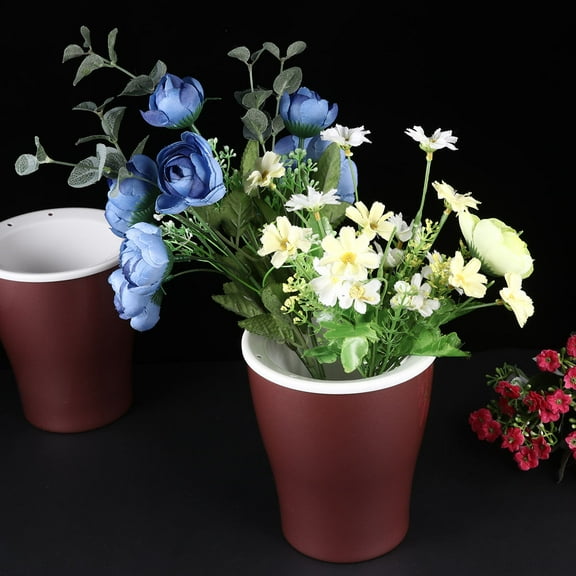 WHAMVOX 2Pcs Self Watering Flowerpot for Gardeners in Rose Gold 13x15x9cm