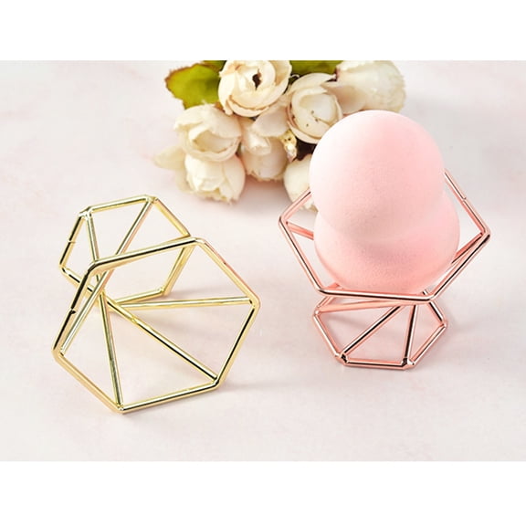 WHAMVOX 2Pcs Stainless Steel Powder Puff Holder Stylish Powder Puff Tray Sponge Egg Powder Puff Storage Rack Delicate Powder Puff Stand for Women Girl Golden
