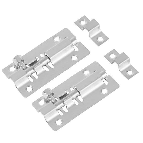 WHAMVOX 2Pcs Steel Sliding Latch for Doors and Windows in Silver Stainless Steel
