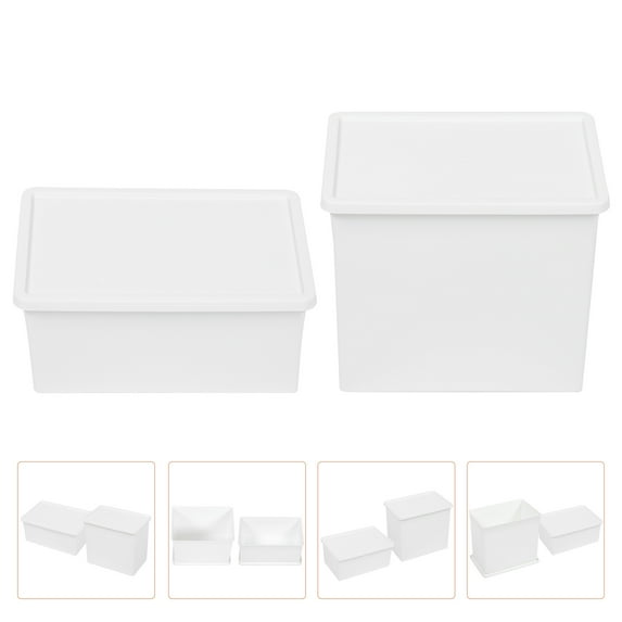 WHAMVOX Storage Bin With Lids White Plastic PP 2Pcs 6.7x5.8in
