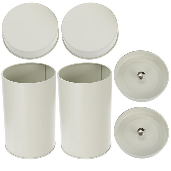 HOOWIFFY Empty Tin for Tea Canister Tinplate White 2Pcs