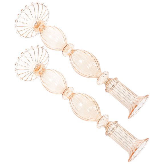 WHAMVOX 2Pcs Transparent Glass Candle Holders for Decoration Use Elegant Tea Candle Stands Classic