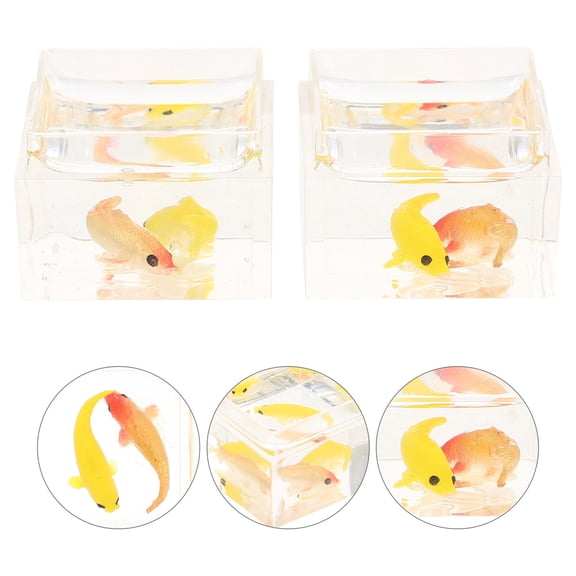 WHAMVOX 2Pcs Transparent Miniature Fish Bowl Resin Decor Perfect for Tiny House and Mini Garden 2.5 Inch