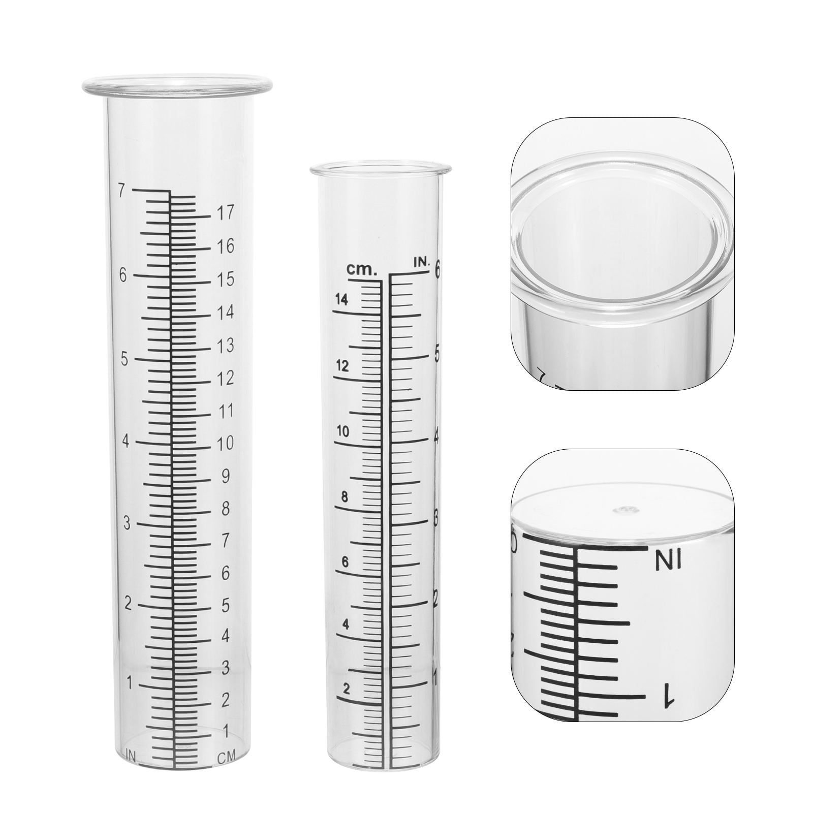 WHAMVOX 2Pcs Transparent Rain Gauge Clear Rain Measuring Tool Portable Rain Meter for Garden Lawn
