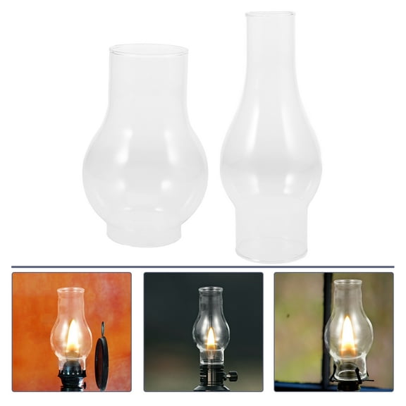 WHAMVOX 2Pcs Vintage Oil Lamp Chimney Transparent Kerosene Lamp Glass Chimney Supply