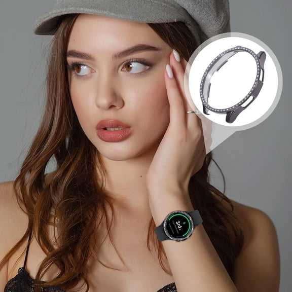 HOOWIFFY Watch Shiny Covers Watch 4 Classic Case PC Black Women Everyday Use 2Set