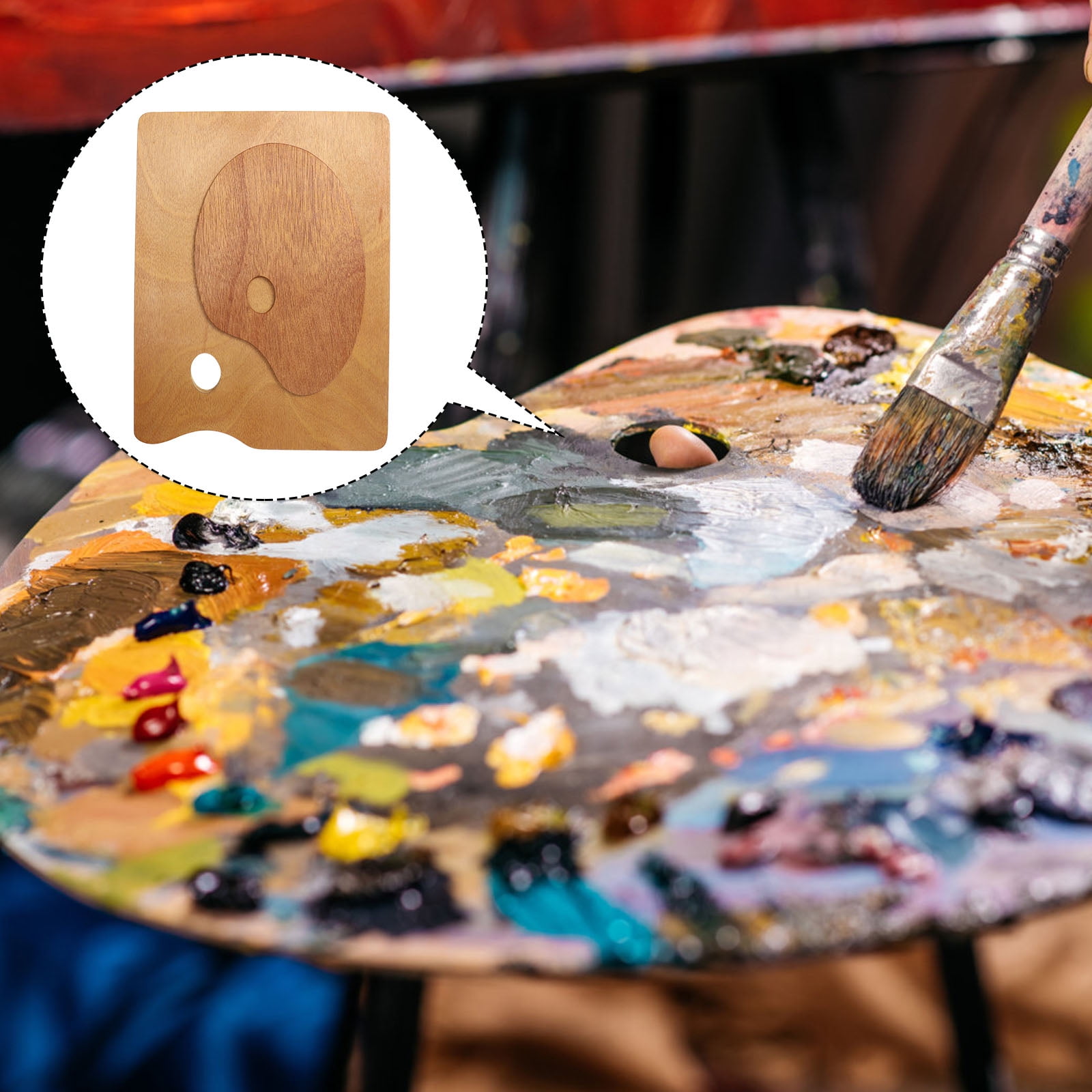 WHAMVOX 2Pcs Wooden Painting Tray DIY Art Painting Plate Creative Color Mixing Plate
