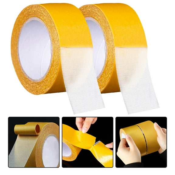 WHAMVOX 2Rolls High Adhesion No Residue Carpet Tape DoubleSided Rug Tape Paper Grid Fibers