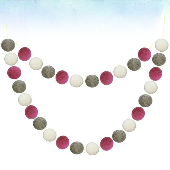 WHAMVOX 2m Wool Ball Hanging Ornament Handmade Garland Creative Birthday Decor for Baby Room (White, Grey and Pink)