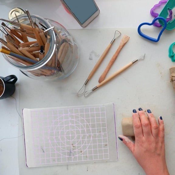ROMANSENTIAL 2Pcs Acrylic Sheet Clay Pressing Board for Polymer Clay Rolling and Flattening