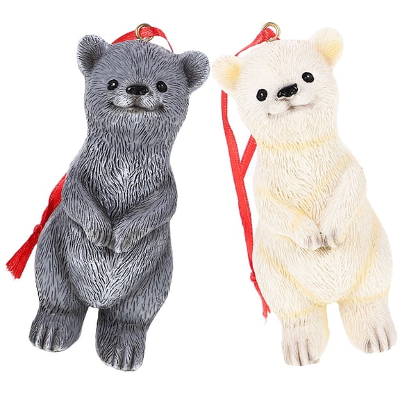 SEWCHICS Bear Resin Bear Decor Gray 2Pcs Garden Supply Home