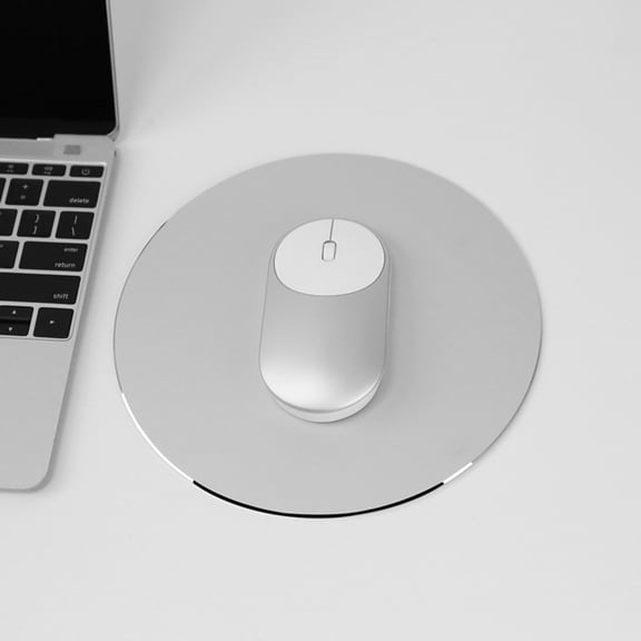 WHAMVOX 2pcs Aluminum Alloy Mouse Pad Creative Round Mouse Mat Simple Mouse Protector Fashion Mouse Cushion (Silver 20x20cm)