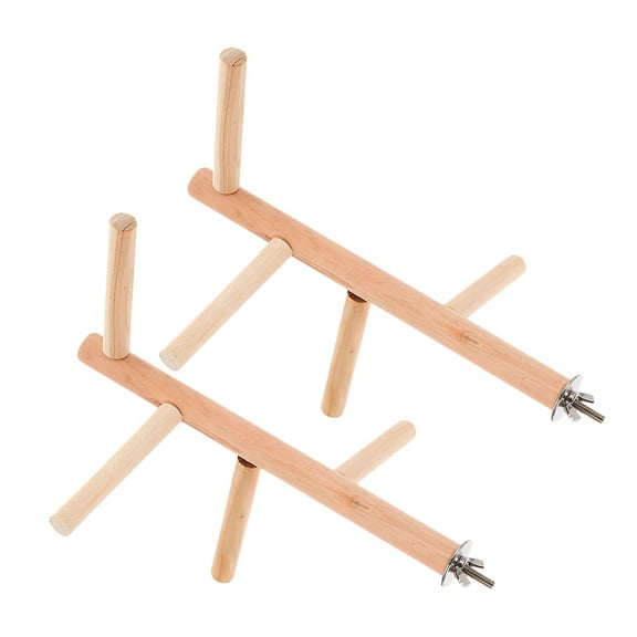 WHAMVOX 2pcs Bird Parrot Perch Stand Platform Natural Wood Parrot Playground Paw Grinding Toy