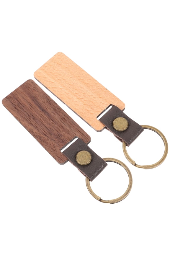 WHAMVOX 2pcs Blank Keychain Diy Car Pendant Accessory Unfinished Blank Wood Key Pendant