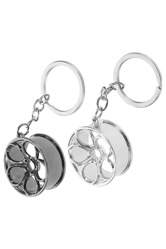 Metal Wheel Tire Rim Keychain Set, Assorted Colors, and Stylish Design, 2 Pieces for Everyday Use