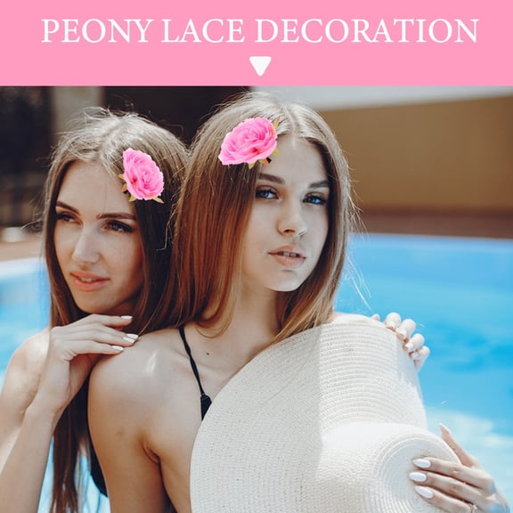 WHAMVOX 2pcs Chinese Peony Flower Hair Clips Artificial Flower Hairpin Realistic Floral Hair Accessories For Women Wedding